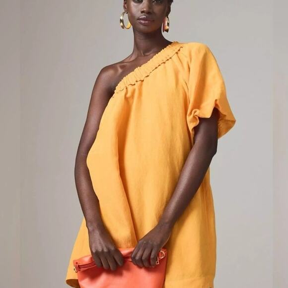 Anthropologie Dresses & Skirts - By Anthropologie one shoulder waistless mini dress linen blend woman's size xs